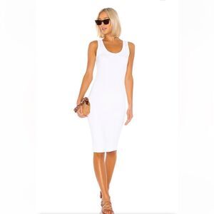 ENZA COSTA White ribbed scoop midi body con dress sz medium made in USA revolve